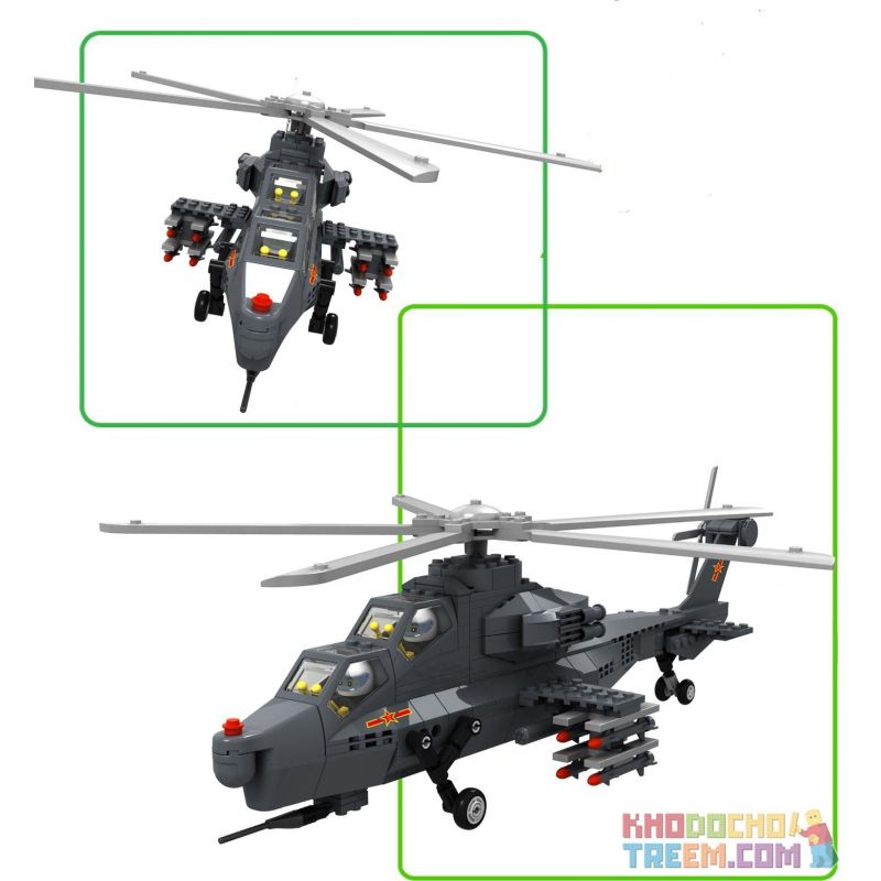 WANGE DR.LUCK JX002 4002 5231 non  TRỰC THĂNG TẤN CÔNG tỷ lệ 1:38 bộ đồ chơi xếp lắp ráp ghép mô hình Military Army WZ10 GUNSHIP CHRIST THE REDEEMER Quân Sự Bộ Đội 973 khối
