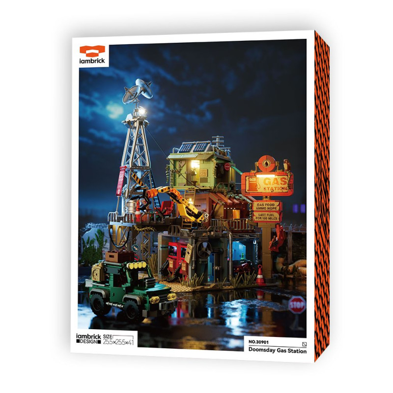 iambrick 30901 Doomsday Gas Station Xếp hình lắp ráp ghép mô hình trạm xăng ngày tận thế