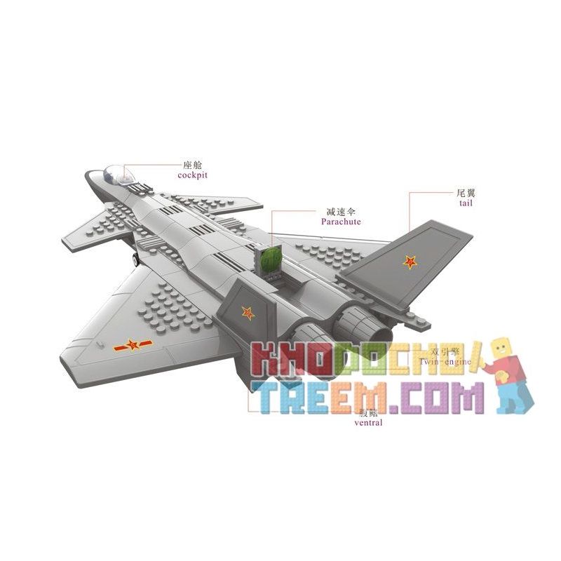 WANGE DR.LUCK JX003 4003 non  TIÊM KÍCH TÀNG HÌNH tỷ lệ 1:50 bộ đồ chơi xếp lắp ráp ghép mô hình Military Army J20 HEAVY STEALTH FIGHTER Quân Sự Bộ Đội 286 khối