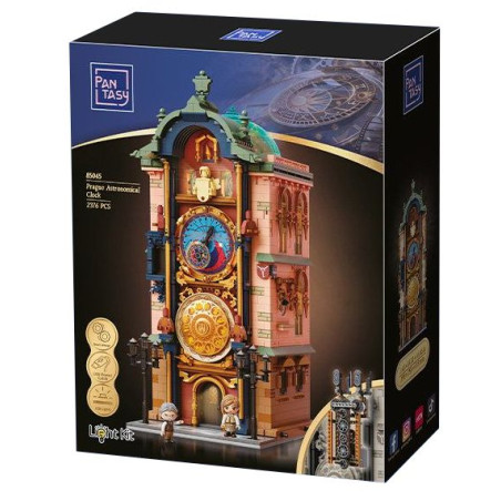 Pantasy 85045 Prague Astronomical Clock Xếp hình lắp ráp ghép mô hình Tòa nhà nhìn ra đường phố có đèn chiếu sáng đồng hồ thiên văn Praha