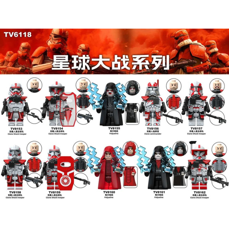 TV TV6118 TV TV8153 TV TV8154 TV TV8155 TV TV8156 TV TV8157 TV TV8158 TV TV8159 TV TV8160 TV TV8161 TV TV8162 Xếp hình lắp ráp ghép mô hình Star Wars nhân vật nhỏ 10 loại