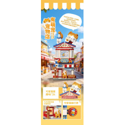 Wekki 516624 Xếp hình lắp ráp ghép mô hình Có công viên sáng tạo: có cửa hàng thú cưng dễ thương