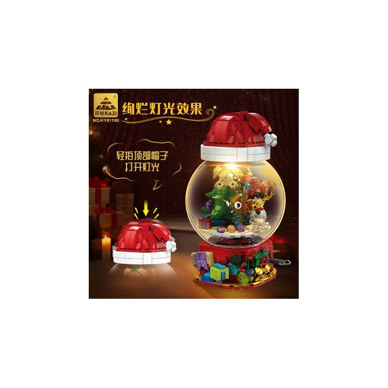 KAZI GBL BOZHI KY81150 Xếp hình lắp ráp ghép mô hình Đèn lồng hộp nhạc xoay Giáng sinh