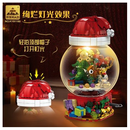 KAZI GBL BOZHI KY81150 Xếp hình lắp ráp ghép mô hình Đèn lồng hộp nhạc xoay Giáng sinh