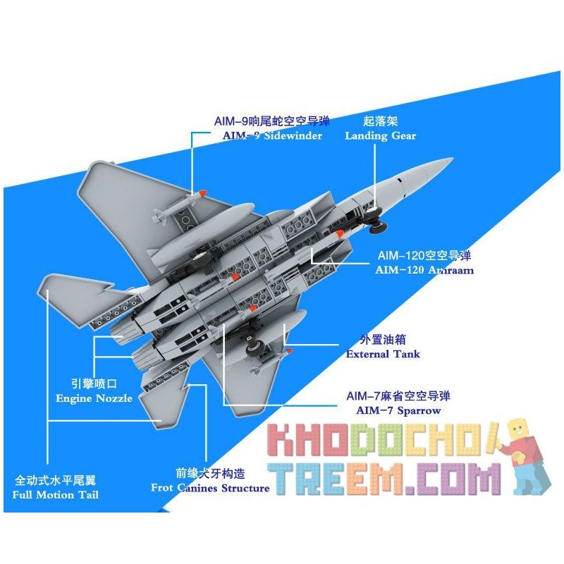 WANGE JX005 4004 4223 non  MÁY BAY CHIẾN ĐẤU CHIM ƯNG tỷ lệ 1:48 bộ đồ chơi xếp lắp ráp ghép mô hình Military Army F15 EAGLE FIGHTER F-15 Quân Sự Bộ Đội 586 khối