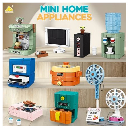 KAZI GBL BOZHI KY81152 Xếp hình lắp ráp ghép mô hình 8 mẫu đồ gia dụng dành cho nhà vui chơi