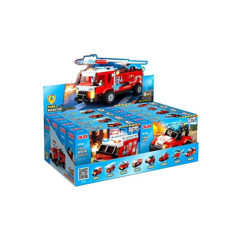 GUDI 40104 Xếp hình lắp ráp ghép mô hình Xe thang chữa cháy trên không 8 tổ hợp