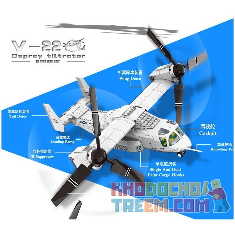 WANGE DR.LUCK JX006 5006 non  MÁY BAY CHIM ƯNG BIỂN tỷ lệ 1:44 bộ đồ chơi xếp lắp ráp ghép mô hình Military Army V-22 OSPREY TILTROTOR Quân Sự Bộ Đội 593 khối WANGE DR.LUCK JX006 5006 non  MÁY BAY CHIM ƯNG BIỂN tỷ lệ 1:44 bộ đồ chơi xếp lắp ráp ghép mô hình Military Army V-22 OSPREY TILTROTOR Quân Sự Bộ Đội 593 khối