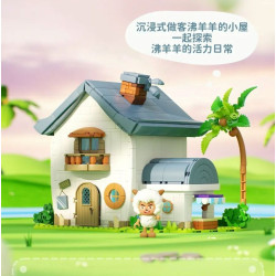 Wekki 518209 Xếp hình lắp ráp ghép mô hình Con dê dễ chịu và con sói to lớn: Chuồng dê luộc