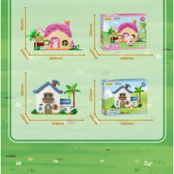 Wekki 518209 Xếp hình lắp ráp ghép mô hình Con dê dễ chịu và con sói to lớn: Chuồng dê luộc
