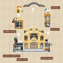 JIESTAR 89140 Train Station Xếp hình lắp ráp ghép mô hình TRẠM TÀU