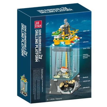JIESTAR JJ9215 Semi Submersible Drilling Platform Xếp hình lắp ráp ghép mô hình Nền tảng khai thác ngoài khơi Đồ trang trí lắp ráp phối cảnh toàn cảnh