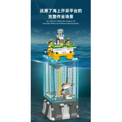 JIESTAR JJ9215 Semi Submersible Drilling Platform Xếp hình lắp ráp ghép mô hình Nền tảng khai thác ngoài khơi Đồ trang trí lắp ráp phối cảnh toàn cảnh
