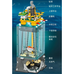 JIESTAR JJ9215 Semi Submersible Drilling Platform Xếp hình lắp ráp ghép mô hình Nền tảng khai thác ngoài khơi Đồ trang trí lắp ráp phối cảnh toàn cảnh
