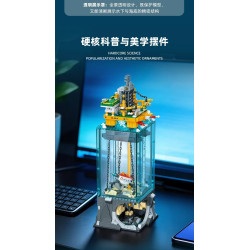 JIESTAR JJ9215 Semi Submersible Drilling Platform Xếp hình lắp ráp ghép mô hình Nền tảng khai thác ngoài khơi Đồ trang trí lắp ráp phối cảnh toàn cảnh