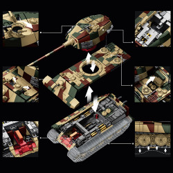 12GO 97027 Xếp hình lắp ráp ghép mô hình Xe tăng hạng nặng King Tiger Tiger II 1:28