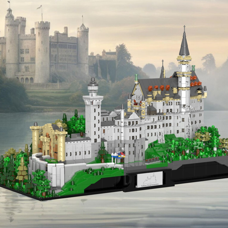 No license 88188 Swan Castle Xếp hình lắp ráp ghép mô hình Lâu đài Neuschwanstein