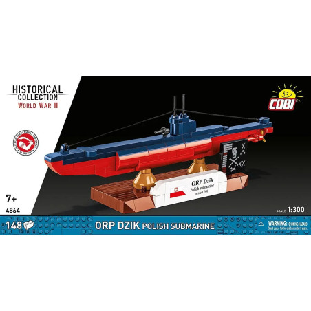 COBI 4864 U-Boot ORP DZIK Xếp hình lắp ráp ghép mô hình Tàu ngầm lớp U của Ba Lan trong Thế chiến thứ hai HMS Wild Boar 1:300