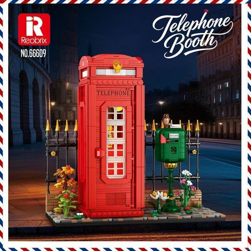 Reobrix 66609 Telephone Booth Xếp hình lắp ráp ghép mô hình buồng điện thoại