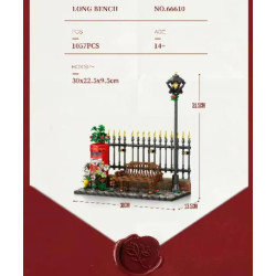 Reobrix 66610 Long Bench Xếp hình lắp ráp ghép mô hình hộp thư người anh
