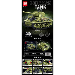 GAOMISI T2139 Sherman Tank Xếp hình lắp ráp ghép mô hình xe tăng Sherman