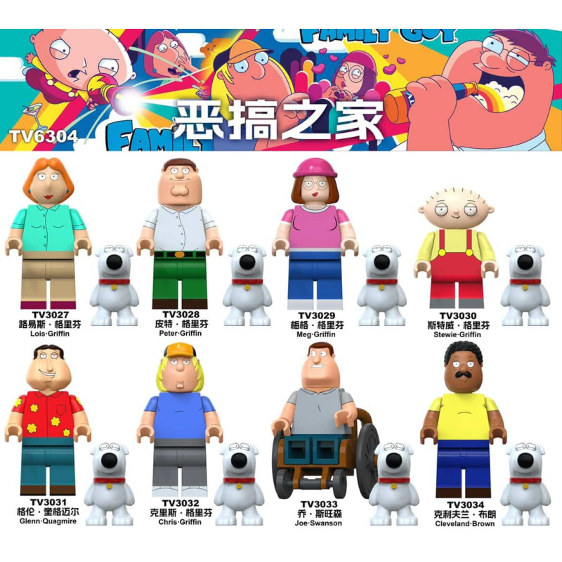 TV TV6304 TV TV3027 TV TV3028 TV TV3029 TV TV3030 TV TV3031 TV TV3032 TV TV3033 TV TV3034 Family Guy Xếp hình lắp ráp ghép mô hình Gia Đình Chàng Trai 8 nhân vật nhỏ