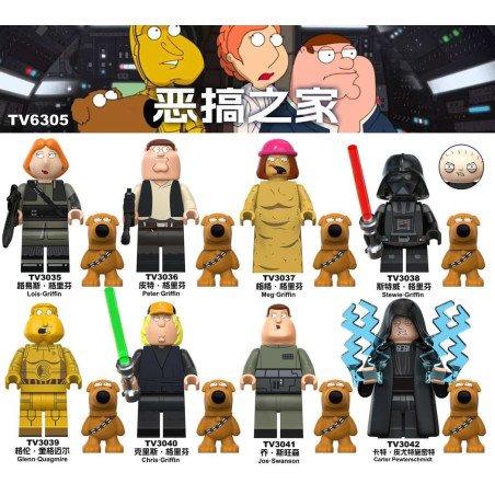 TV TV6305 TV TV3035 TV TV3036 TV TV3037 TV TV3038 TV TV3039 TV TV3040 TV TV3041 TV TV3042 Family Guy Xếp hình lắp ráp ghép mô hình Gia Đình Chàng Trai 8 nhân vật nhỏ