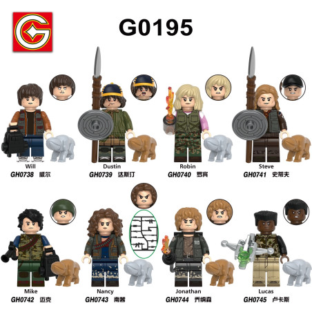 G brand G0195 G brand GH0738 G brand GH0739 G brand GH0740 G brand GH0741 G brand GH0742 G brand GH0743 G brand GH0744 G brand GH0745 Xếp hình lắp ráp ghép mô hình Stranger Things 8 nhân vật nhỏ