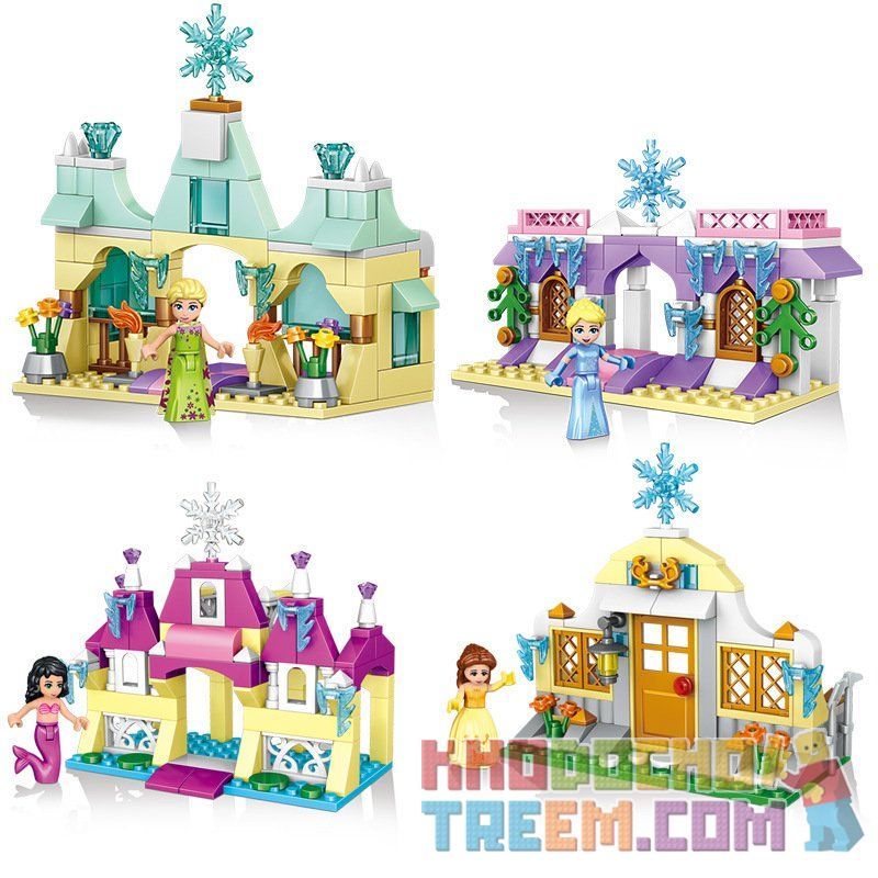 LELE 37004 non Lego NỮ HOÀNG BĂNG GIÁ NÀNG TIÊN CÁ BẠCH TUYẾT 4 TRONG 1 bộ đồ chơi xếp lắp ráp ghép mô hình Frozen HAPPY PRINCESS