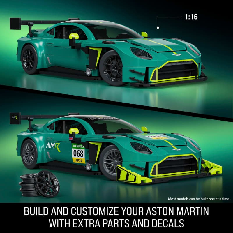 Mattel Brick Shop JLF51 Hot Wheels ’24 Aston Martin Vantage Gt3 Xếp hình lắp ráp ghép mô hình Elite Hot Wheels 24 Aston Martin Vantage GT3 1:16