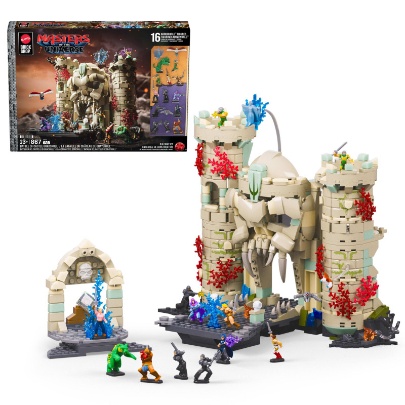 Mattel Brick Shop JMB32 Masters of the Universe Battle of Castle Grayskull Xếp hình lắp ráp ghép mô hình He-Man: Trận chiến vỏ xám