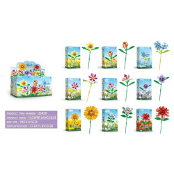 Fine bricks 26050 Flower Language Xếp hình lắp ráp ghép mô hình Ngôn ngữ hoa 9 kiểu: hoa huệ, hoa tulip, lục bình, hoa sen, hoa lan, hoa dâm bụt, hoa hướng dương, hoa hồng trắng, bạch dương đỏ bạc