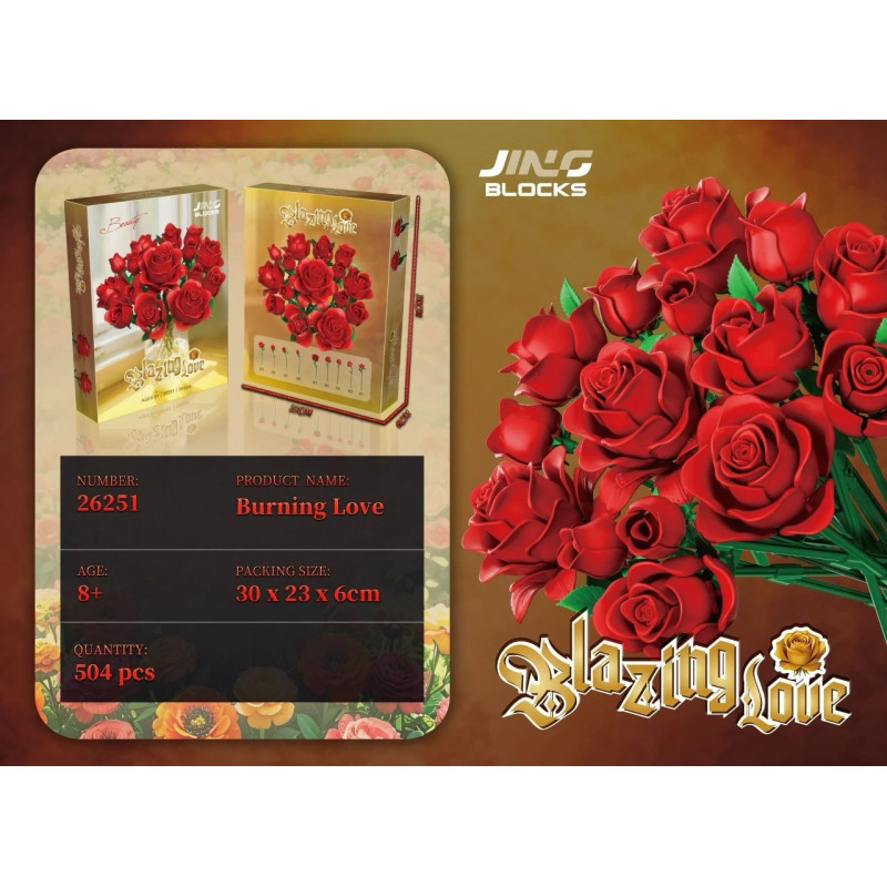 Fine bricks 26251 Burning Love Xếp hình lắp ráp ghép mô hình bó hoa tình yêu nồng nàn