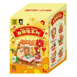 TOP TOY TC2625 Xếp hình lắp ráp ghép mô hình Chú gấu nhỏ: Hộp mù tự khắc 6 phong cách: Tất cả cùng một lúc, Cậu bé thu thập của cải, Sư tử đến xung quanh, Lợn may mắn Naji, Thần chim sẻ ở đây, May mắn thăng cấp