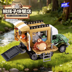 Pleyerid M38-P8096 Xếp hình lắp ráp ghép mô hình Xe tải thực phẩm Xiongdazi