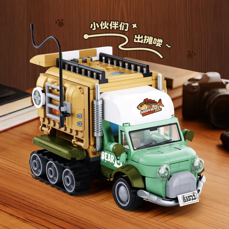 Pleyerid M38-P8096 Xếp hình lắp ráp ghép mô hình Xe tải thực phẩm Xiongdazi