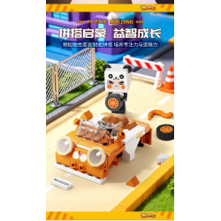 Forange FC2308 Xếp hình lắp ráp ghép mô hình Thế giới nhỏ: 6 ô tô kéo thú vị: Xe bốn bánh hoang dã, mui trần Meow Meow, lốc xoáy bất khả chiến bại, huyền thoại chiến binh sói, mui trần, công thức