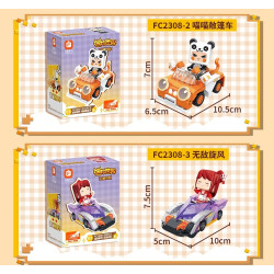 Forange FC2308 Xếp hình lắp ráp ghép mô hình Thế giới nhỏ: 6 ô tô kéo thú vị: Xe bốn bánh hoang dã, mui trần Meow Meow, lốc xoáy bất khả chiến bại, huyền thoại chiến binh sói, mui trần, công thức