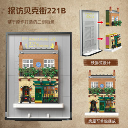 JIESTAR 59099 Sherlock Holmes Memorial Hall Xếp hình lắp ráp ghép mô hình Thăm đài tưởng niệm Sherlock Holmes 221B phố Baker