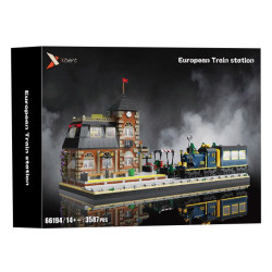 Xbert 66194 European Train Station Xếp hình lắp ráp ghép mô hình Tòa nhà cổ điển ga xe lửa phong cách châu Âu