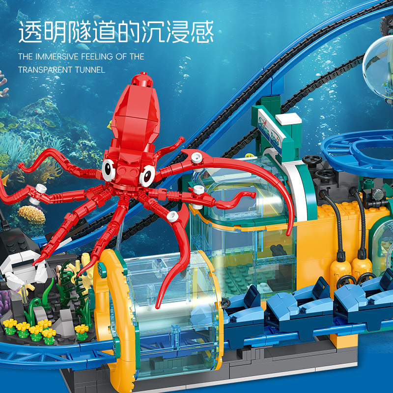 JIESTAR JJ9251 Ocean Base Xếp hình lắp ráp ghép mô hình Tàu lượn siêu tốc Ocean Base