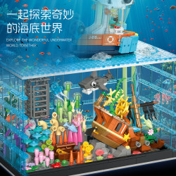 JIESTAR JJ9219 Fish Tank Diving Exploration Xếp hình lắp ráp ghép mô hình Lặn bể cá phiêu lưu