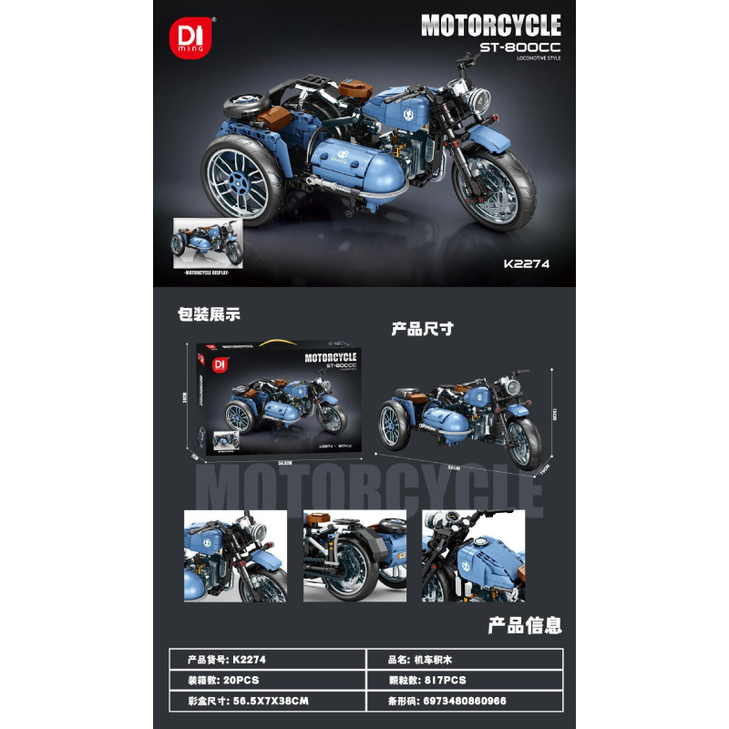 minGDi LEIBAO K2274 Xếp hình lắp ráp ghép mô hình xe máy ST-800CC