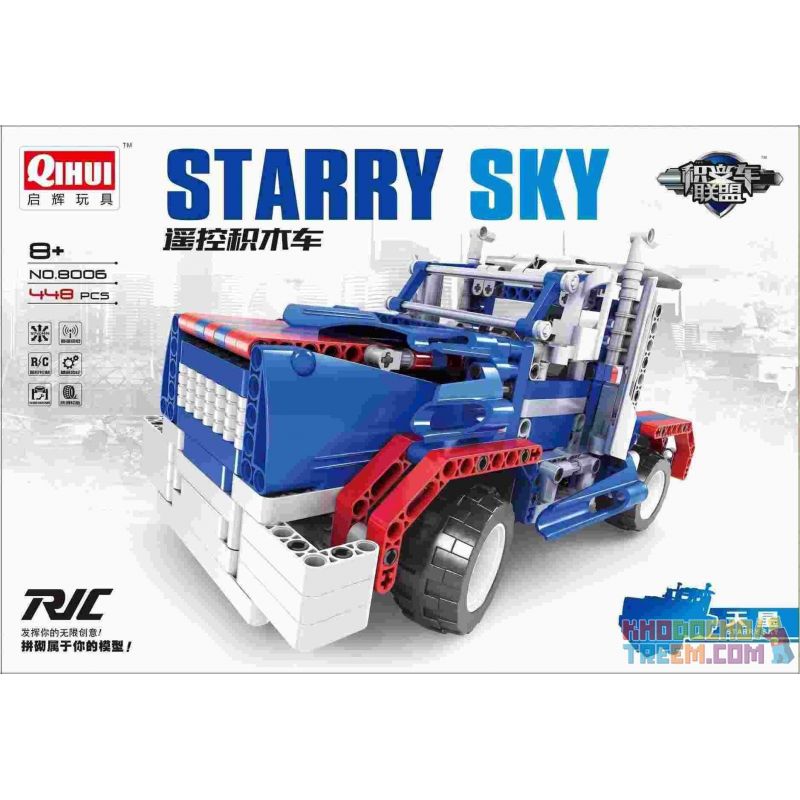 QIHUI 8006 non  XE ĐẦU KÉO XANH BIỂN bộ đồ chơi xếp lắp ráp ghép mô hình  STARRY SKY Kỹ Thuật Công Nghệ Cao Mô Hình Phương Tiện 448 khối