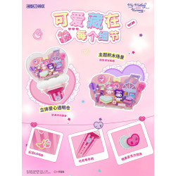 AREA-X AB0098 Xếp hình lắp ráp ghép mô hình Gia đình Sanrio: Quà tặng ngôi sao, Hình dán người bạn dễ thương, Gậy hỗ trợ Coolomi & Melody