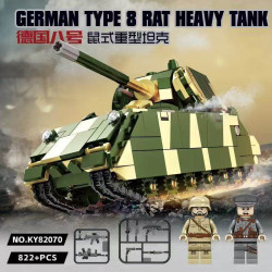 KAZI GBL BOZHI KY82070 Xếp hình lắp ráp ghép mô hình Xe tăng hạng nặng Type 8 Maus của Đức