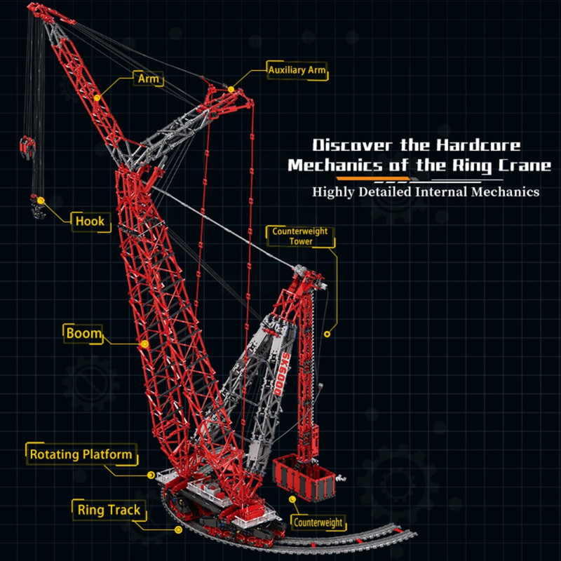 Reobrix 22028 Super Large Land-Based Ring Crane Xếp hình lắp ráp ghép mô hình Máy nâng hạng nặng SK6000 cực lớn 1:80
