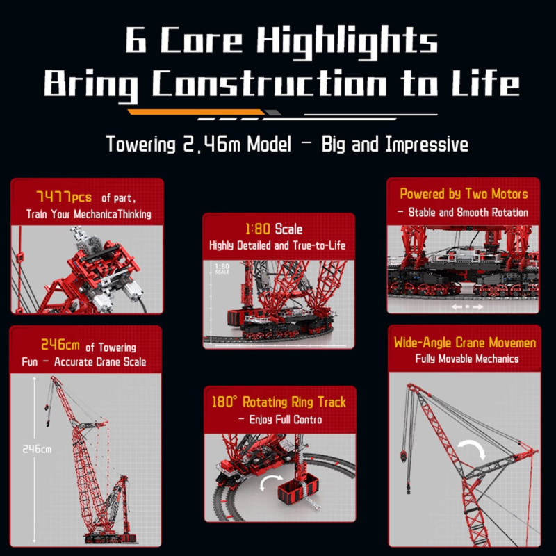 Reobrix 22028 Super Large Land-Based Ring Crane Xếp hình lắp ráp ghép mô hình Máy nâng hạng nặng SK6000 cực lớn 1:80