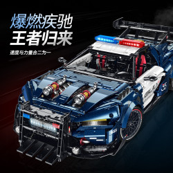 GULY 10655 Xếp hình lắp ráp ghép mô hình Xe cảnh sát Mustang phiên bản sửa đổi 1:8