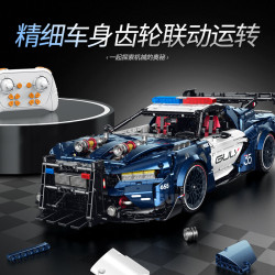 GULY 10655 Xếp hình lắp ráp ghép mô hình Xe cảnh sát Mustang phiên bản sửa đổi 1:8